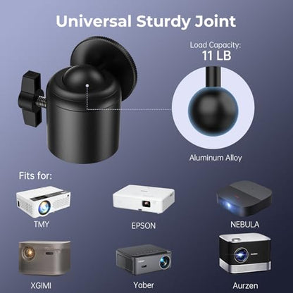 Projector Stand, Desktop Projector Mount with Height Adjustable | 1/4" Screw Compatible with XGIMI, TMY, Nebula, HAPPRUN and Mini Projector, Portable Stand for Camera/Phone/Webcome/Light