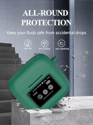Case for JBL Tour Pro 3 - True Wireless Noise Cancelling Earbuds, WUNIAK Soft Silicone Protective Portable Scratch Shock Resistant with 2pack Screen Protector &Cleaner Kit & Carabiner & Lanyard，Green - color: GREEN