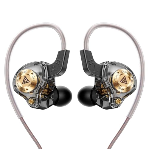 Piluyaa Wired Gaming Headphones IEM Earphones with 1DD，QKZ ENZO in Ear Monitor, HiFi USB C Earbuds, Bass Sound with New 11mm Dynamic Driver for Video Music Gaming (Black) - color: Light BLACK