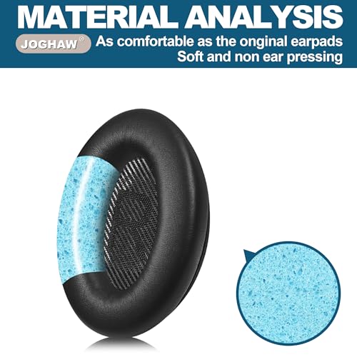 Headphones Replacement Ear Pads, Protein Leather earpad Cushions for Bose QuietComfort QC35 Headphones, Replacement Earpads, Softer Memory Foam - Black - color: Black