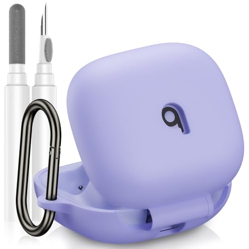 Compatible with Beats Powerbeats Pro 2 Case Cover, Soft Silicone Shockproof Protective Skin Case for Beats Powerbeats Pro 2 2025 with Cleaner Kit & Carabiner, Top Logo Visible (Purple) | Soft Silicone Shockproof Protective Skin Case for Beats Powerbeats P
