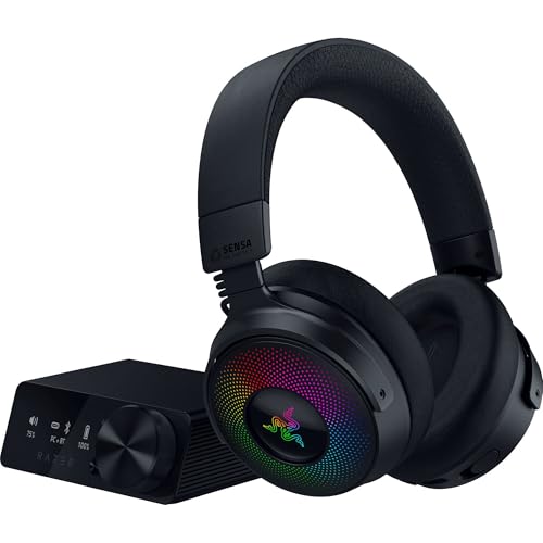 Razer Kraken V4 Pro Wireless Gaming Headset w/OLED Control Hub | HD Haptics, 2.4GHz Wireless, Bluetooth, USB, 3.5 mm, Super Wideband Mic