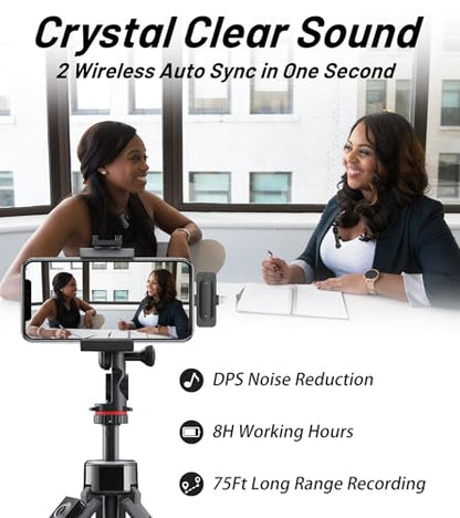 NPTCL Wireless Mini Lavalier Microphone for iPhone Android Video Recording | Noise Cancelling Mini Mic, 75ft Transmission, 8 Hour Battery Life for Content Creator, Vlogger, Youtuber, Podcaster - style: 03 iPhone & Android
