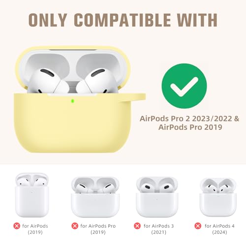 Hamile Compatible with AirPods Pro Case Protective Silicone Airpod Case Shockproof Cover Skin for Apple Airpod Pro 2019 Charging Case, with Keychain, Milk Yellow - color: Milk Yellow