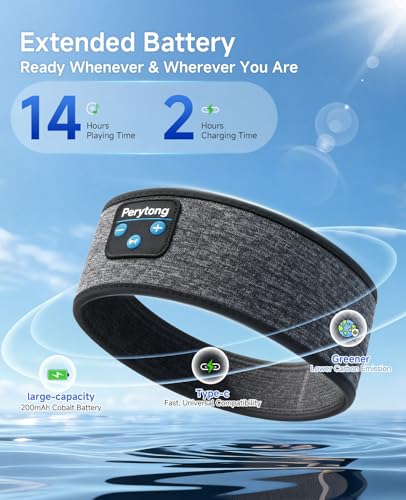 Perytong Sleep Headphones Wireless, Bluetooth Sports Headband Headphones with Ultra-Thin HD Stereo Speakers Perfect for Sleeping,Workout,Jogging,Yoga,Insomnia, Air Travel, Meditation (Tungsten Gray) - color: Tungsten Gray