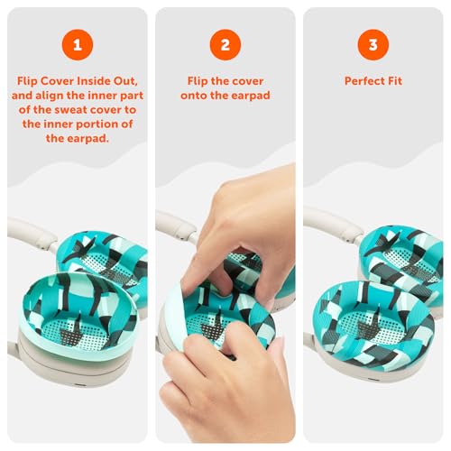 WC SweatZ XM5 - Patented Earpad Sweat Covers for Sony WH1000XM5 by Wicked Cushions | Full 360 Earpad Protection | Sweatproof & Easily Washable | Cyan Prism - color: Cyan Prism