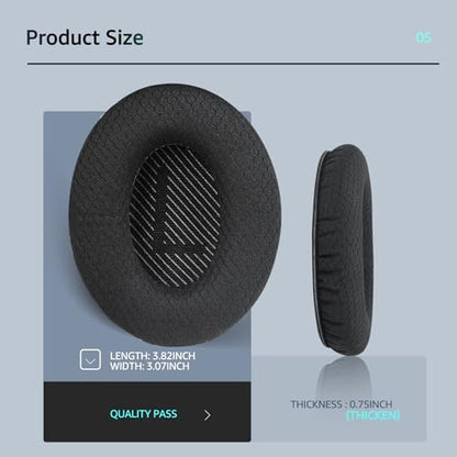 QuietComfort 35 / QC 35ii Replacement Ear Cushions for Bose Headphones, Compatible with Bose QC45 QC35 QC25 QC2 QC15 / Around-Ear 2 AE2i AE2w / SoundTrue and SoundLink Series (Black) - color: Black & Black