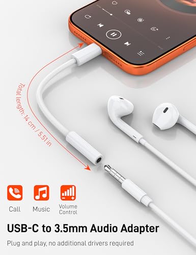 2 Pack USB C to 3.5 mm Jack Adapter, 3.5mm 1/8 Inch Aux to USB C Audio Headphone Jack Adapter Compatible with iPhone 17/16/15, iPad Pro, SMSUNG Galaxy S25 S24 S23 Ultra, Pixel 10/9/8 - size: 2 Pack