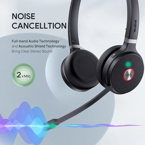 Yealink WH62 Mono Wireless DECT Headset for IP Phone & PC, Teams Certified | 525 ft Long Range Work Headphone with Dual Noise Canceling Microphones, Quick Mute & Call Control, 13H Talk Time, Busylight, - style: WH62 Mono Teams