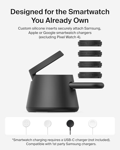 Belkin Qi2.2 25W Magnetic Wireless Charging Station, 3 in 1 Samsung Charger | Fast Charging, MagSafe Compatible, Samsung Galaxy S26, Android Charger, Pixel 10, iPhone 17/16/15, Apple Watch, AirPods - color: Black