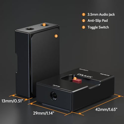 3.5mm Audio Selector, Bidirectional 2-In-1-Out or 1-In-2-Out 1/8-in TRS Headphone Switcher, Ultra-Compact Aluminum Case Passive Toggle A/B AUX Switch Box for PC