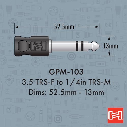 Hosa GPM-103 Adapter, 3.5 mm TRS to 1/4" TRS
