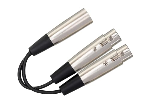 Hosa YXF-119 Y Cable, Dual XLR3F to XLR3M, 6 Inches | Microphone signal splitting with XLR male to dual XLR female connectors and 6 inch cable length