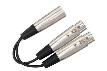 Hosa YXF-119 Y Cable, Dual XLR3F to XLR3M, 6 Inches | Microphone signal splitting with XLR male to dual XLR female connectors and 6 inch cable length