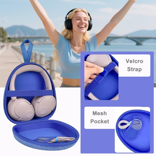 GWCASE Hard Shell Headphone Case with Secure Strap and Cable Pocket, Blue | 7.87 x 6.8 x 0.9 in Interior, Shock-Resistant EVA for Commuters, Students and Travelers, Fits Most Foldable Over-Ear Headphon - color: Blue