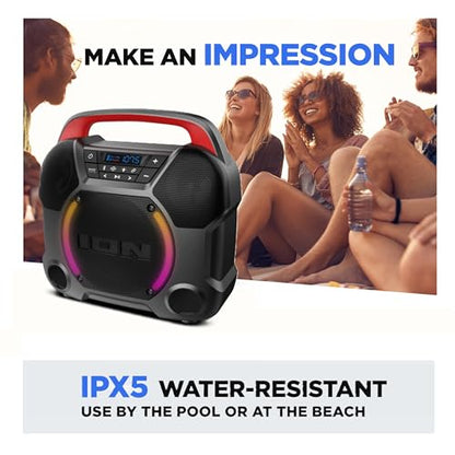 ION Audio Pathfinder Go Wireless Bluetooth Beach Speaker IPX5 Water-Resistant for Pool Party Music Events, Indoor and Outdoor Parties - 2 Pack Bundle (Renewed)