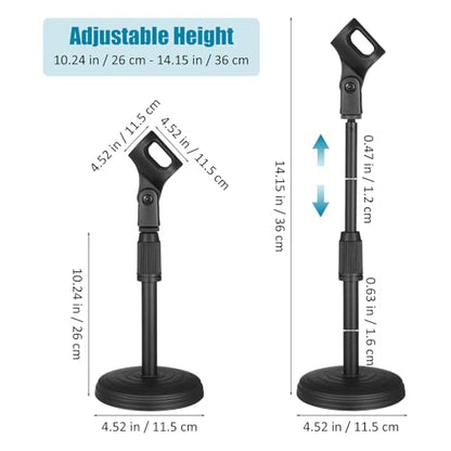 KESYOO Adjustable Desktop Microphone Stand with Sturdy and Compact Plastic Base Clip Suitable for Music Recording and Professional Use on Tables and Studios
