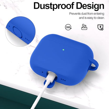 for AirPods Pro 3 Case Cover, Protective Soft Silicone with Keychain Cleaning Pen for Women Men for Apple AirPods Pro 3rd Generation Case(2025), Front LED Visible, Blue - color: D-Blue