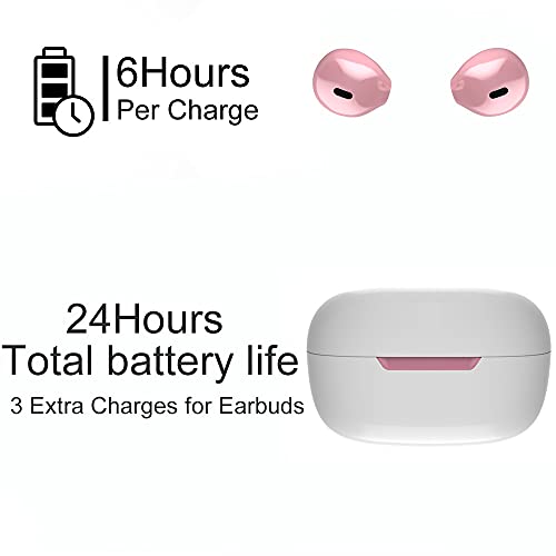 Invisible Mini Wireless Bluetooth Earbuds, Small Semi in-Ear Earbuds for Work & Daily Use, Touch Control, Lightweight for Music & Audiobooks - color: Pink