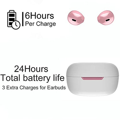 Invisible Mini Wireless Bluetooth Earbuds, Small Semi in-Ear Earbuds for Work & Daily Use, Touch Control, Lightweight for Music & Audiobooks - color: Pink