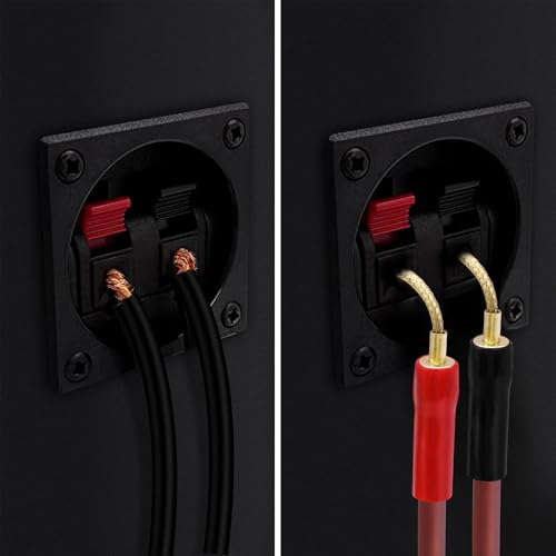 XMSJSIY Flex Pin Banana Speaker Cable 14AWG HiFi Audio OFC - 2M/6.56FT | Braided Banana Terminal Binding Post Gold-Plate Connector Loudspeaker Audio Speaker Wire for Amplifier Sound System