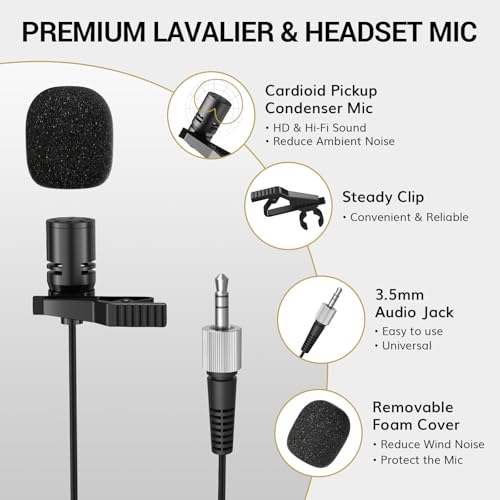 TONOR Wireless Microphones System with 8x12 Channels Headset/Lavalier Lapel Mics, Bodypack Transmitter, Receiver, 90 m/295ft UHF Range for Church Conference Performance Singing Karaoke PA Speaker - style: 8 Bodypack Mics
