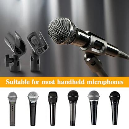 3 pcs Universal Microphone Clip Holder, Adjustable Mic Holder for Stand with 2 pcs 5/8" Male to 3/8" Female Screw Adapter for Wired Wireless Microphone Stand(black)