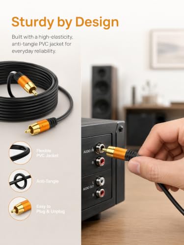 Digital Coaxial 40FT Audio Cable,1RCA Male to 1RCA Male Subwoofer Cable RCA Video Cable for Subwoofer, Home Theater, Video/Audio Subwoofer Rear View Parking Camera - size: 40FT