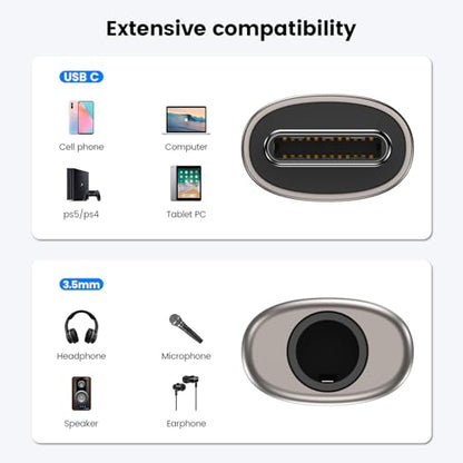 MOSWAG USB C to 3.5mm Headphone Adapter, Wide Compatibility, Plug and Play for Samsung, iPad, Pixel, Huawei | Zinc Alloy Adapter Compatible with iPhone 15 Plus Samsung GalaxyS23 S22 S21 S20 S10 Plus, Ultra S21+, Pixel 7/6, Pad Pro 6 - color: Silver, size: