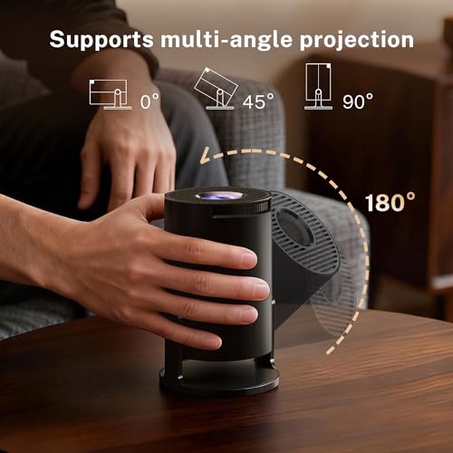 [Built-in Apps] Mini Projector 4K Supported, Android TV OS & Phone Remote - color: Black