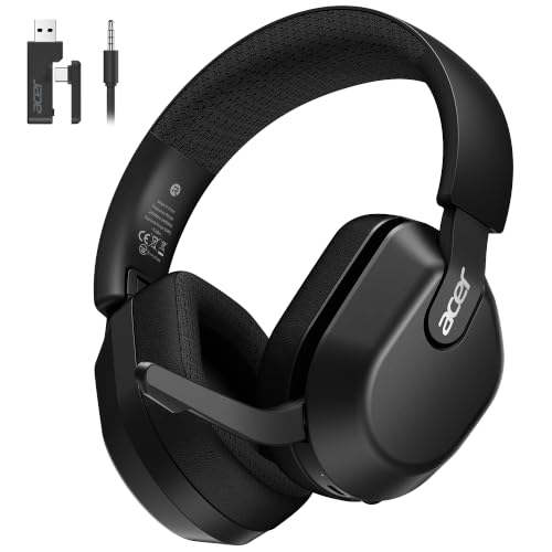 Acer Wireless Gaming Headset for PS5, PS4, PC, Switch, 2.4GHz & Bluetooth 6.0 Gaming Headphone with Flip-to-Mute Mic, Lightweight Glasses-Friendly, 70H Battery - Black - color: Black