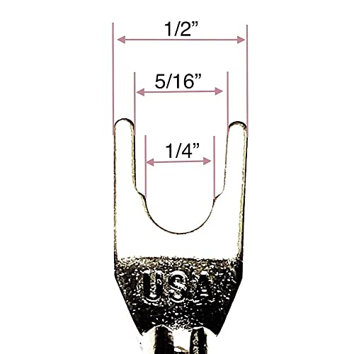 CNCESS Large Fork Speaker Cable Jumpers, 8 Inches | Fork Spade Plug To Spade Plug, 4 Pack, Premium, 8 Gauge
