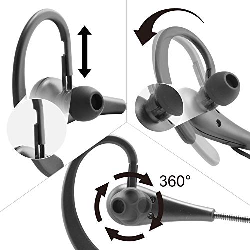 Wired Mono Single Headset One Hook Design Earphone Earbud with Bendable Boom Arm Mic, Adjustable Ear Angle and Earhook Length, 15mm Driver, 3.5mm TRRS Plug for Smart Mobile Cellphone Tablet PC