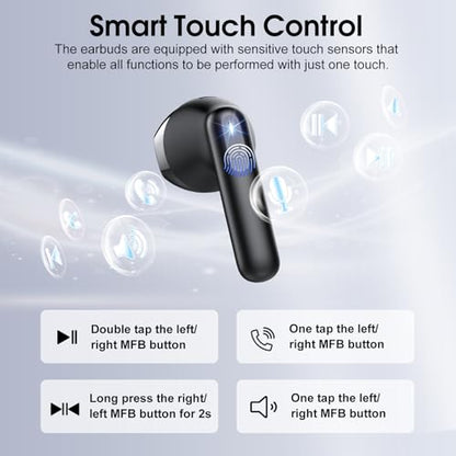 Wireless Earbuds, Bluetooth 5.4 Headphones with 3D Bass Stereo Sound, 40H In-Ear Buds with 6 ENC Noise Cancelling Mic, Ultralight Bluetooth Earbuds USB-C LED, IP7 Waterproof Earphones for Android iOS - color: Blush Rose Gold