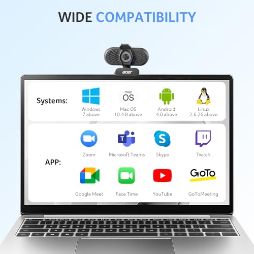 Acer A640 4K Webcam for PC with Sony Sensor PDAF Autofocus AI Noise Canceling Mic 2K 1080P/60fps USB A to C Adapter Computer Camera for Gaming Streaming Meetings Switch 2 Camera Teams Zoom Facetime - color: Deep Black