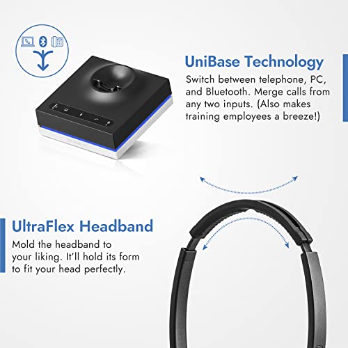 Leitner LH675 3-in-1 Wireless Office Headset with Mic – Wireless DECT Headset for Office Phone, Computer and Cell Phone – 5 Year Warranty – Dual-Ear | Dual-ear, DECT - not Bluetooth, office phones, computer and cell, Cisco, Yealink, Polycom, Avaya, Mitel,