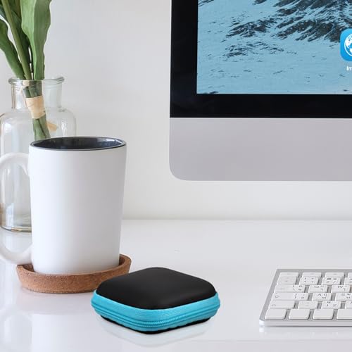 Sewroro Mini EVA Headphone Case, Portable Travel Earphone Pouch, Earbud Storage Box, USB Cable Holder, 2.95 x 2.95 x 0.98 Inches () - color: Blue