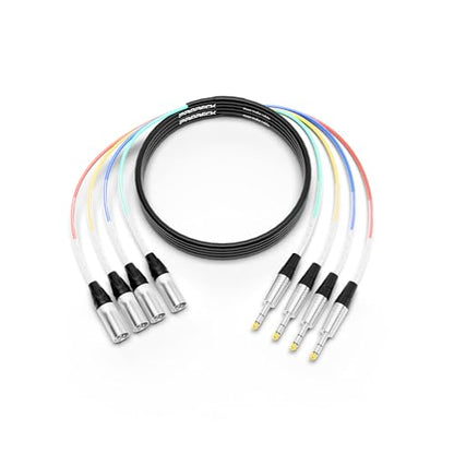 PRORECK 4.6m(15피트) 스네이크 케이블, 4채널 차폐 오디오 케이블 0.6cm(1/4인치) TRS to XLR 수, 전문 무대, 스튜디오 및 라이브용 컬러 마크 커넥터 포함(PR-TRS/XLR-4 x 15M) - style: 4채널 4.6m(15피트)