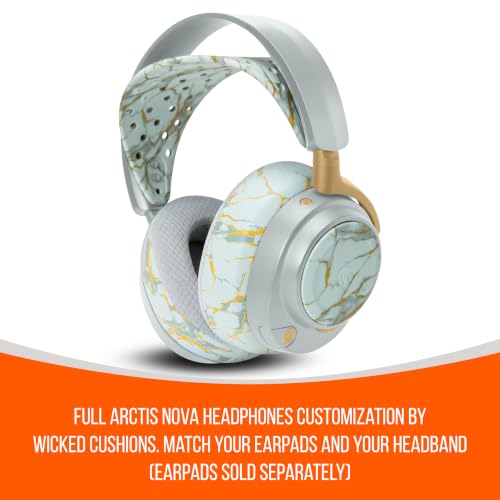 WC HeadbandZ Arctis Nova V2 - Upgraded Wide Silicone Headband Compatible with Arctis Nova Headsets by Wicked Cushions | Wider Weight-Distributing Design, Softer Flexible Silicone | Sage Gold Marble - color: Sage Gold Marble