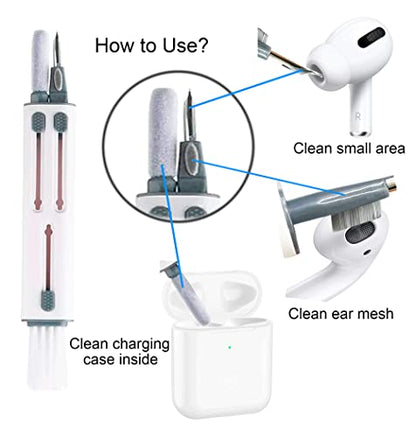 Cleaner Kit Compatible with Airpod Pro 1st 2nd 3rd Generation, Cleaning Kit and Keyboard Brush Gen 3 2 1, Pen Ear Bud Cleaning Tool for Earbuds, Laptop, Phone, (White)