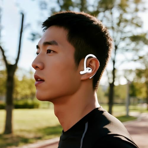 RunChao Anti-Slip EarHooks for Air Pods 4, 3, 2, 1, Pro 3, Pro 2, Pro Ear Hooks, Soft Anti-Loss Sports Earbuds Case Cover (White)