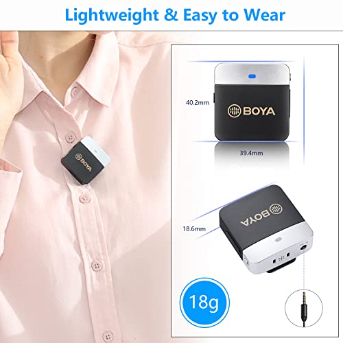 BOYA Wireless Lavalier Microphone 2.4GHz Duan Channel Wireless Micrrophone System with Transmitter and 1 Receiver for Camera iPhone Android Phone Video Recording YouTube Vlog Live Streaming (BY-M1V3) - size: BY-M1V3
