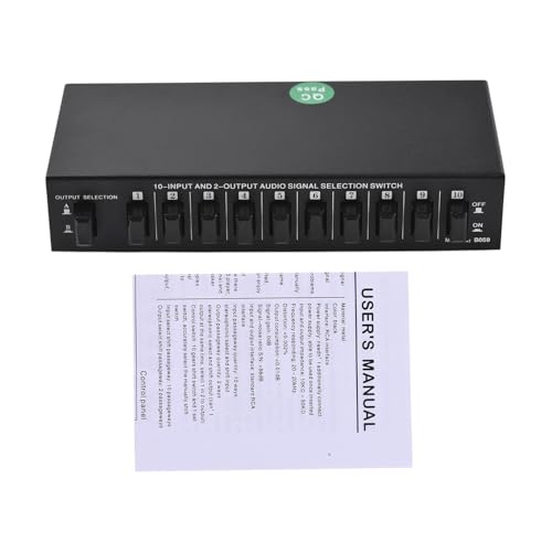 Av Switcher, Audio Video Selector 10 in 2 Out, Composite Box for TV, MP3 CD Player, Video Game with Plug and Play, No Power Needed,Smooth Switching,High Fidelity Sound Reproduction