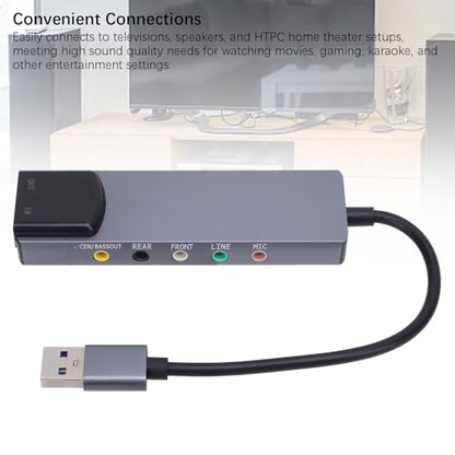 GOWENIC External Sound Card, USB Sound Card Adapter with CM6206LX Noise Reduction Chip for Win 98 ME 2000 7 8 Vista, 5.1 7.1 Channel Optical Input Output Digital Recording
