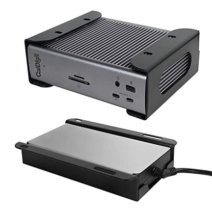 Under Desk Holder for Thunderbolt 4 Dock/Thunderbolt 3 Dock and Power Cable, Under Desk Iron Storage Rack for TS4 / TS3 Plus, No Drill, Easy Install with All Hardware Included - color: Black