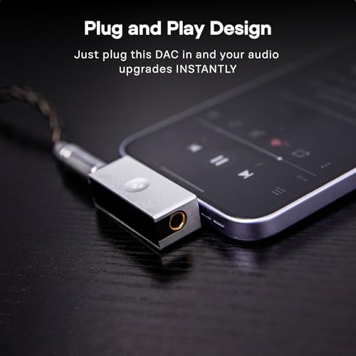 Linsoul Kiwi Ears Allegro Mini Portable IEM DAC, in Ear Monitor Amplifier | USB C to 3.5/4.4mm Output, with Custom Chip, High Resolution 32bit/384kHz, HiFi Earbuds Amp for Phone/PC, Silver - color: Silver