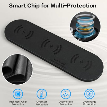 ZealSound 3-in-1 Wireless Charging Pad, Fast Charger Mat with 36W Adapter for iPhone 17/16/15, Samsung Galaxy, Pixel, AirPods & Galaxy Buds, Ultra Slim Case Friendly PU Leather for Home Office Travel - color: Black 2