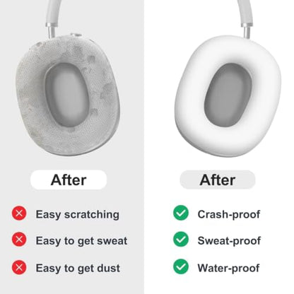 MOLOPPO 3 in 1 Case Cover Compatible with AirPods Max 2/1 2024/2020, White | Anti-scratch Clear Soft TPU Ear Cups /Silicone Ear Pad Case /Headband Cover for AirPods Max, Transparent Accessories for Max - color: A1-Clear+White