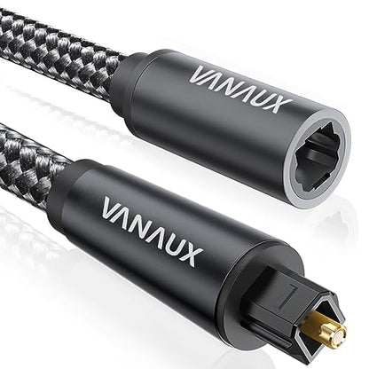 VANAUX Optical Extension Cable Digital Toslink Male to Female S/PDIF Cords Compatible with Home Theater, Sound Bar, TV, PS4, Xbox, PlayStation & More - Black (5ft/1.5m) - size: 5 ft