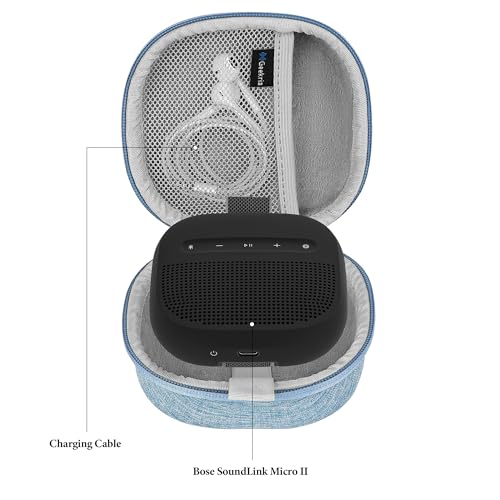 Geekria Hard Shell Carrying Case Compatible with Bose SoundLink Micro II Bluetooth Speaker, Portable Travel Bag with Cable Storage, Protective Cover with Keychain Hook (Blue) - color: Blue